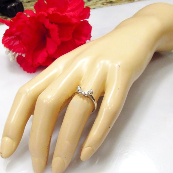 Diamond Ring Enhancer Solid 14k White Gold Size 5.75 Genuine Natural Real - Picture 5 of 7